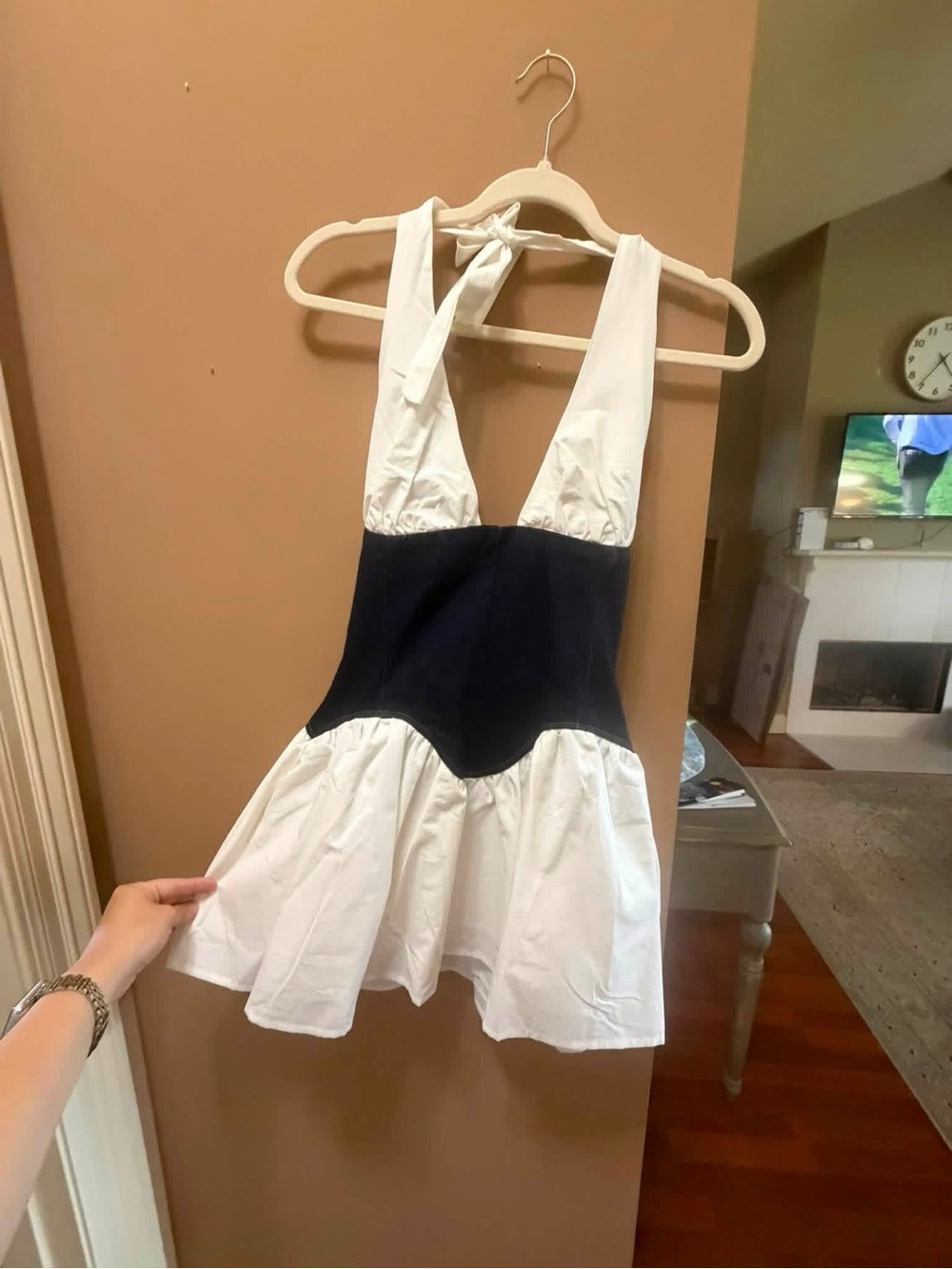 Meshki “Merlyn Denim Cotton Mini Dress” Indigo Blue